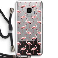 Flamingoprint groen: Samsung Galaxy S9 Transparant Hoesje met koord
