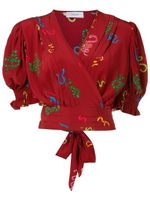 Isolda blouse cache-cœur à imprimé Lena - Rouge - thumbnail