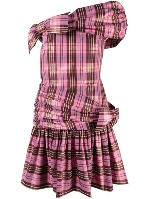 Molly Goddard robe courte Dimitria à motif tartan - Rose