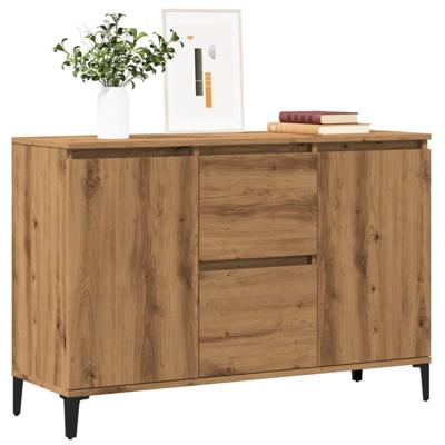 Dressoir 102x35x70 cm bewerkt hout artisanaal eikenkleurig