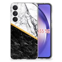 Samsung Galaxy A55 | TPU | Siliconen hoesje | Marmer Wit Zwart - Origineel Cadeau Man
