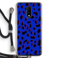 Blue Leopard: OnePlus 7 Transparant Hoesje met koord