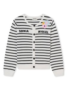 SONIA RYKIEL ENFANT cardigan en maille à rayures - Blanc