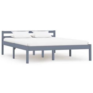 Bedframe massief grenenhout grijs 140x200 cm