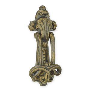 A CAST IRON ORNAMENTAL DOOR KNOCKER