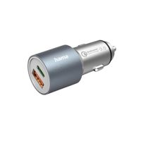 Hama Auto-oplader, USB-C/USB-A, (1x20W PD, 1x18W QC), 38W Oplader Grijs Hama Auto-oplader, USB-C/USB-A, (1x20W PD, 1x18W QC), 38W Oplader Grijs