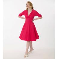 Unique Vintage Hot Pink Delores Swing Dress-L