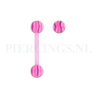 Tongpiercing flexibel marmer roze paars