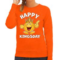 Koningsdag sweater voor dames - happy kingsday - oranje - feestkleding - thumbnail