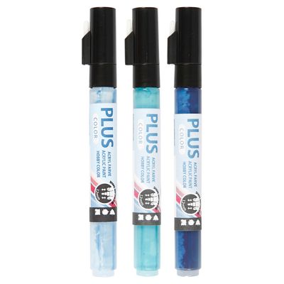 Creativ Company Plus color verfstiften - hemelsblauw,navy blauw,turquoise