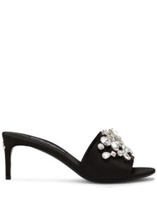 Dolce & Gabbana mules en cuir à ornements en cristal 60 mm - Noir