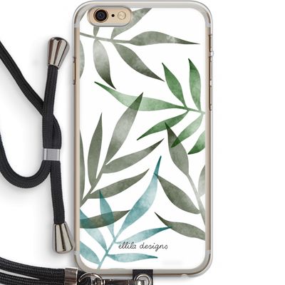 Tropical watercolor leaves: iPhone 6 PLUS / 6S PLUS Transparant Hoesje met koord