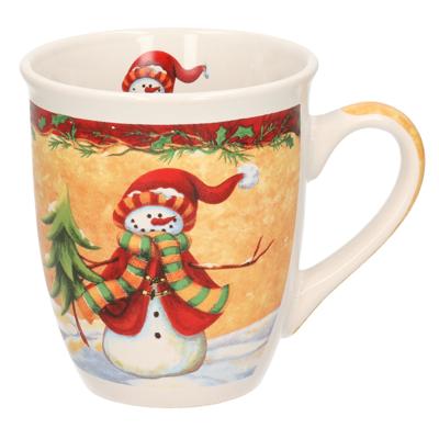 G. Wurm Kerstmok sneeuwpop met muts - keramiek - 300 ml - koffie/thee mok - kerstversiering G. Wurm Kerstmok sneeuwpop met muts - keramiek - 300 ml - koffie/thee mok - kerstversiering
