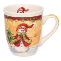 G. Wurm Kerstmok sneeuwpop met muts - keramiek - 300 ml - koffie/thee mok - kerstversiering G. Wurm Kerstmok sneeuwpop met muts - keramiek - 300 ml - koffie/thee mok - kerstversiering