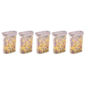 Voedselcontainer strooibus - 5x - lichtroze - inhoud 1 liter - kunststof - 15 x 7 x 19 cm