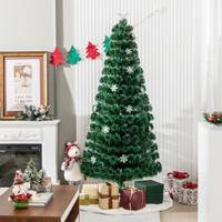 Kerstboom LED 90/120/150/180 cm Kunstkerstboom met Glasvezel Kleurwisselaar LED Verlichting en Sneeuwvlokken Groen