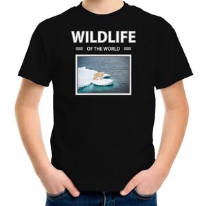 IJsbeer t-shirt met dieren foto wildlife of the world zwart voor kinderen
