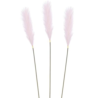 Pluimgras losse steel/tak - 3x - lila paars - 104 cm - Decoratie kunst pluimen