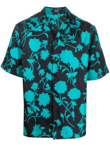 Versace chemise en soie à fleurs - Noir