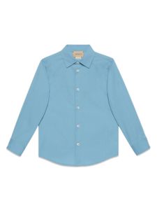 Gucci Kids Interlocking G cotton shirt - Bleu