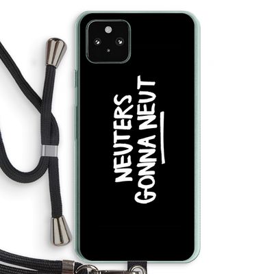 Neuters (zwart): Pixel 5a 5G Transparant Hoesje met koord