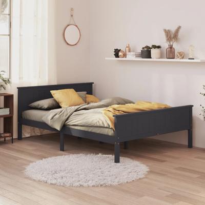 Bedframe massief grenenhout grijs 140x200 cm