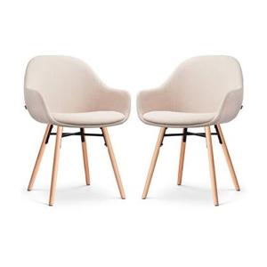 Nolon Nena-Mae Eetkamerstoelen Set van 2 - Beige - Houten Poten