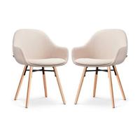 Nolon Nena-Mae Eetkamerstoelen Set van 2 - Beige - Houten Poten