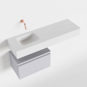 Toiletmeubel Mondiaz Andor | 100 cm | Meubelkleur Cale | Lex vrijhangend wastafel Talc Links | Zonder kraangat