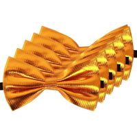 5x Gouden verkleed vlinderstrikken/vlinderdassen 14 cm voor dames/heren   - - thumbnail