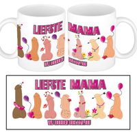 Cadeau mok Moederdag - Liefste mama - piemels - fout/grappig   -