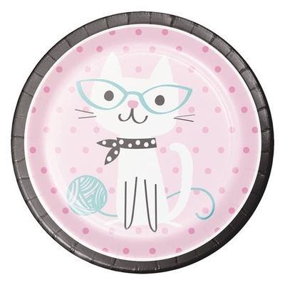 16x Katten/poezen thema bordjes van karton 23 cm