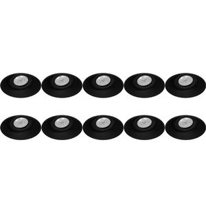 Spot Armatuur 10 Pack - Pragmi Nivas Pro - GU10 Inbouwspot - Rond - Zwart - Aluminium - Trimless - Kantelbaar - Ø150mm