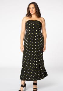 Yoek Dress strapless DOTS | Zwart | Maat 54/56
