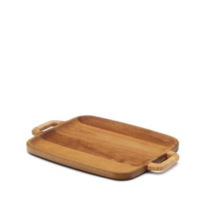 Kave Home Serveerplank Sardis Acaciahout en rotan, 50 x 35cm - Naturel