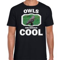 Dieren velduil t-shirt zwart heren - owls are cool shirt - thumbnail