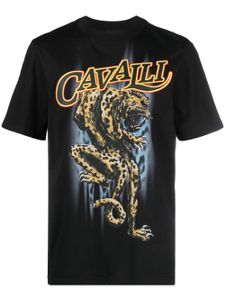 Roberto Cavalli t-shirt à imprimé panthère - Noir