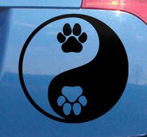 Autostickers Hondenpoot yin yang