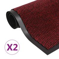 Droogloopmatten 2 st rechthoekig getuft 90x150 cm rood