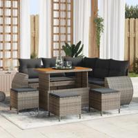 Tuinbankenset 9 pcs Grijs poly rattan
