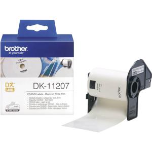 Brother DK-11207 Rol met etiketten Ø 58 mm Folie Wit 100 stuk(s) Permanent hechtend DK11207 CD-etiketten, DVD-etiketten