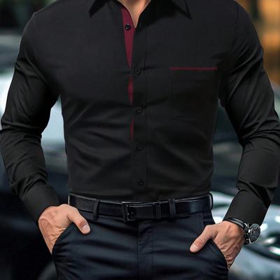 Bon&Bon Men's Dark Grey Long Sleeve Pocket Casual Shirt | Regular Fit Black-2 / M