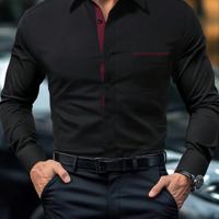 Bon&Bon Men's Dark Grey Long Sleeve Pocket Casual Shirt | Regular Fit Black-2 / M