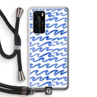 Blauwe golven: Huawei P40 Transparant Hoesje met koord