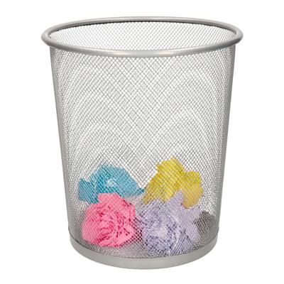 Gerimport Kantoor prullenbak - 10 liter - grijs - metaal - papiermand - 23 x 28 cm