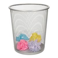 Gerimport Kantoor prullenbak - 10 liter - grijs - metaal - papiermand - 23 x 28 cm