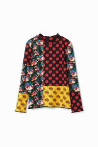 T-shirt met bloemenpatch - YELLOW - 11/12