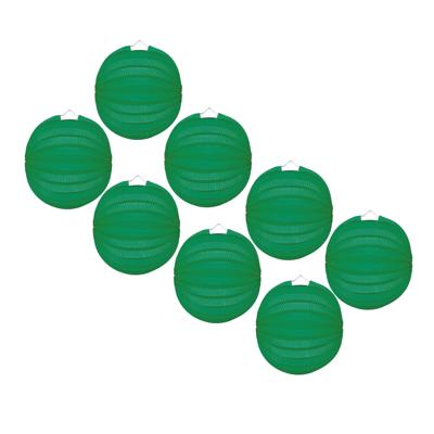 Party Lampion van papier - 8x - ronde vorm - groen - Dia 22 cm
