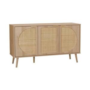 sweeek - Scandinavisch dressoir, hout en rond rietdecor, 3 deuren, 120