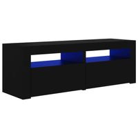 The Living Store TV-meubel RGB LED-verlichting - 120 x 35 x 40 cm - Zwart - Bewerkt hout